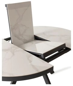 Okrúhly rozkladací jedálenský stôl s prídavnou doskou s keramickou doskou ø 120 cm Bela – Marckeric