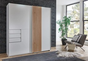Šatníková skriňa Coburg, 180 cm, biela/dub artisan