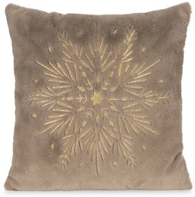 CHLPATÁ VIANOČNÁ DEKORAČNÁ OBLIEČKA NA VANKÚŠ SNOWFLAKE 45X45 CM BÉŽOVÁ