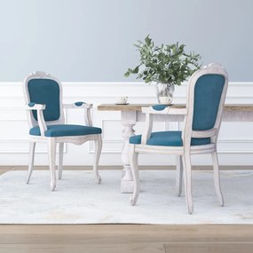 Jedálenské stoličky 2 ks modré 62x59,5x100,5 cm zamat 344466