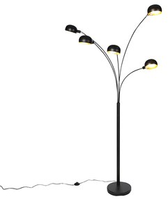 Dizajnová stojaca lampa čierna 5-svetlo - Sixties