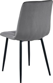 AKCIA Tmavosivá zamatová jedálenská stolička LIBRA s čiernymi nohami II. akosť