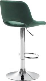 Barová stolička Camden - zamat, chróm rám - Zelená