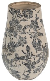 Keramická dekoračná váza so šedými kvetmi Mell French M - Ø13*20 cm