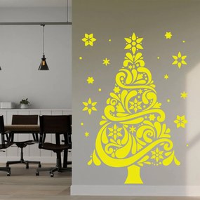 Veselá Stena Samolepka Vianočný strom Farba: žlutá, Veľkosť: 80 x 57 cm