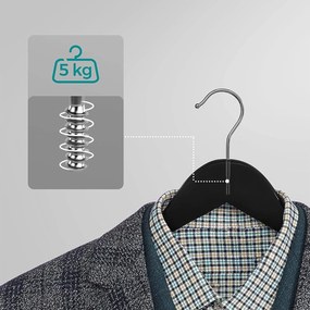 Drevené vešiaky na šaty, sada 20 kusov, z masívneho dreva, čierne