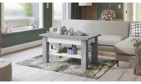 Rozkladací konferenčný/jedálenský stôl s policou ADONIS šedá betón/biela