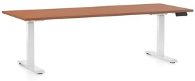 Výškovo nastaviteľný stôl OfficeTech C, 200 x 80 cm, biela podnož, čerešňa