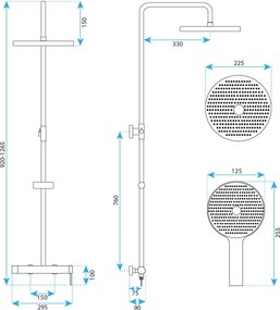 Rea RIVO, sprchová súprava s pákovou batériou, brúsená oceľ, REA-P9498