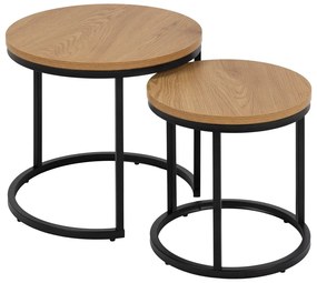 Okrúhle odkladacie stolíky s doskou v dubovom dekore v súprave 2 ks ø 45 cm Spiro – Actona