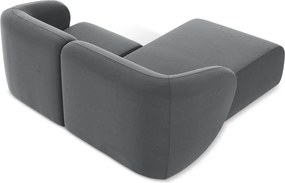 Sivá zamatová rohová pohovka (ľavý roh/s leňoškou) Lani – Makamii