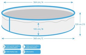 Bazén s pevnou konštrukciou ø 366 cm hĺbka 122 cm Orlando – Marimex