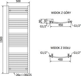 Mexen Helios, elektrické vykurovacie teleso 1500 x 500 mm, 900 W, antracitová, W103-1500-500-2900-66