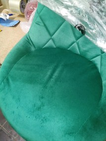 AKCIA Zelená barová stolička VELVET KAST s čiernou nohou II. akosť