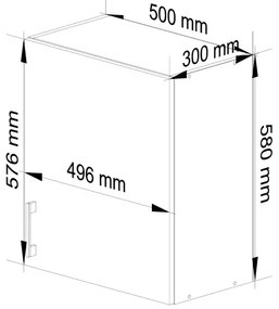 Horná kuchynská skrinka LIMA W50 /580/ biela / dub sonoma