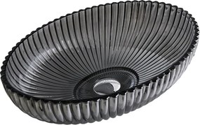 BPS-koupelny Sklenené umývadlo na dosku HYD-BRT3-BL-PL-510 51x35 cm, platina lesk