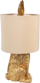 Zlatá stolná lampa králik s béžovým tienidlom Rabbi - Ø 20*43 cm