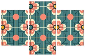 Obraz - Retro vzor s kvetmi (90x60 cm)