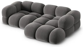 Sivá zamatová rohová pohovka (pravý roh/s leňoškou) Loretto – Cosmopolitan Design