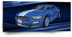 Sablio Obraz Mustang Modré pozadie s pruhmi - 110x50 cm