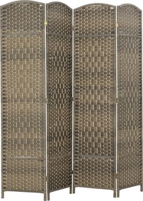 HOMCOM 4-dielny paraván 180 × 180 cm, tmavý dub | Aosom