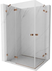 Mexen Lunar Duo, výklopný sprchový kút 120 x 115 cm, 8mm číre sklo, profil ružové zlato, 834-120L-115P-60-00