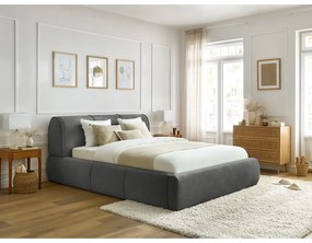 Sivá čalúnená dvojlôžková posteľ s úložným priestorom s roštom 180x200 cm Vernon – Bobochic Paris