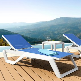 RIO PRO záhradné lehátko white/blue