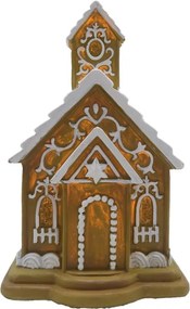 Gingerbread House With LED 9x9x14 Cm Brown Plastic Gingerbread House - 9*9*14 cm