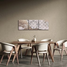 Obraz - Tehlový múr (s hodinami) (90x30 cm)