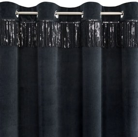 Dekorstudio Luxusný zamatový záves so strapcami v čiernej farbe