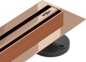 Mexen Flat nerezový sprchový žľab s rotačným 360° sifónom 70 cm, vzor SLIM, ružovo-zlatá, 1641070
