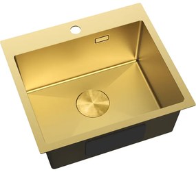 Mexen Solix, 1-komorový nerezový drez 500 x 450 mm, brúsená zlatá, 6402501000-55