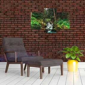 Obraz potoka v lese (90x60 cm)