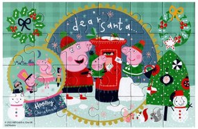 Detské puzzle 4v1 PRASIATKO PEPPA so snehuliakom, 19x29 cm