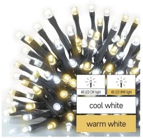 LED vánoční řetěz Steny s časovačem 8 m teplá/studená bílá