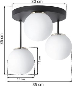 Stropné svietidlo Florence, 3x biele sklenené tienidlo, b/g, o