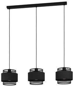 EGLO Škandinávske závesné osvetlenie nad jedálenský stôl BAZELY, 3xE27, 40W, čierne