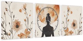 Obraz - Oranžová jóga (s hodinami) (90x30 cm)