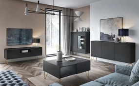 Vitrína Harmony, čierna/čierny mramor