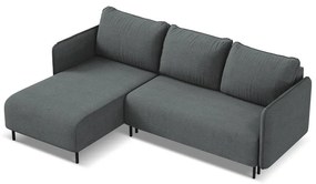 Tmavosivá rozkladacia/s úložným priestorom rohová pohovka (ľavý roh) Luana – Makamii