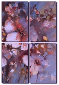 Obraz na plátne - Kvet mandlí, reprodukcia ručnej maľby - obdĺžnik 7273FE (90x60 cm)