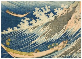 Obraz - Katsushika Hokusai, Fishing Boats at Choshi in Shimosa (Soshu Choshi) , reprodukcia (70x50 cm)
