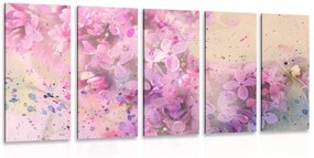 5-dielny obraz ružová vetvička kvetov - 200x100
