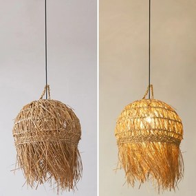 Závesná lampa La Belle Boho IV čierna/bambus