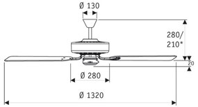 Stropný ventilátor Classic Royal 132 chróm/buk