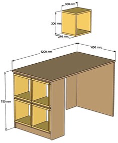 Psací stůl s policí Boxe ořech/bílý