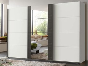 Šatníková skriňa Bern, šírka 313 cm/výška 208 cm, biela/antracitová oceľ