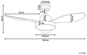 Stropný ventilátor so svetlom biely BANDERAS Beliani