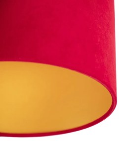 Stropné svietidlo s červeným zamatovým tienidlom so zlatom 25 cm - Combi Black